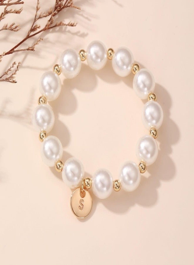 GINAZL Flower Gil Gifts Bracelets, Will You Be My Pearl Bracelet Danity Initial M Bracelet Wedding Bridal Shower Gifts Flower Grl Proposal Box Gift (M) - Image 5